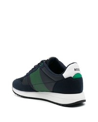 dunkelblaue Wildleder niedrige Sneakers von BOSS