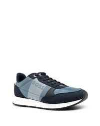 dunkelblaue Wildleder niedrige Sneakers von BOSS