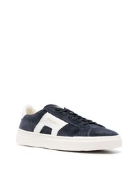 dunkelblaue Wildleder niedrige Sneakers von Santoni