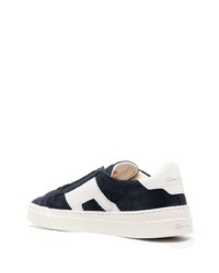 dunkelblaue Wildleder niedrige Sneakers von Santoni