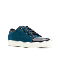 dunkelblaue Wildleder niedrige Sneakers von Lanvin