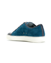 dunkelblaue Wildleder niedrige Sneakers von Lanvin