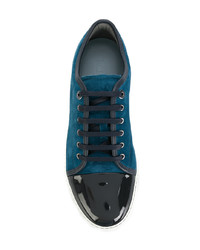 dunkelblaue Wildleder niedrige Sneakers von Lanvin