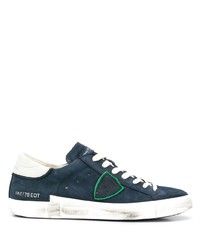 dunkelblaue Wildleder niedrige Sneakers von Philippe Model Paris