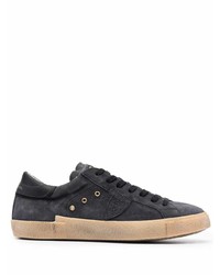 dunkelblaue Wildleder niedrige Sneakers von Philippe Model Paris