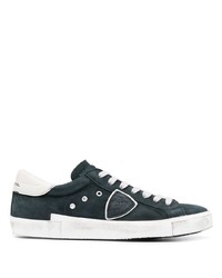 dunkelblaue Wildleder niedrige Sneakers von Philippe Model Paris