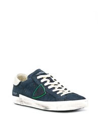 dunkelblaue Wildleder niedrige Sneakers von Philippe Model Paris