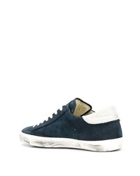 dunkelblaue Wildleder niedrige Sneakers von Philippe Model Paris