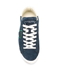 dunkelblaue Wildleder niedrige Sneakers von Philippe Model Paris