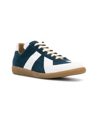 dunkelblaue Wildleder niedrige Sneakers von Maison Margiela