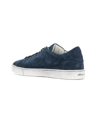 dunkelblaue Wildleder niedrige Sneakers von Santoni