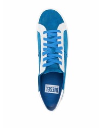 dunkelblaue Wildleder niedrige Sneakers von Diesel