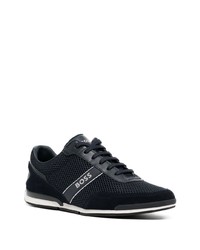 dunkelblaue Wildleder niedrige Sneakers von BOSS