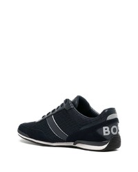 dunkelblaue Wildleder niedrige Sneakers von BOSS