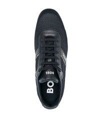 dunkelblaue Wildleder niedrige Sneakers von BOSS