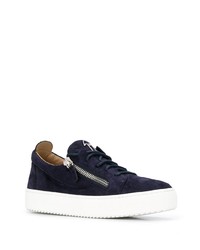 dunkelblaue Wildleder niedrige Sneakers von Giuseppe Zanotti