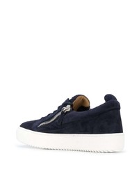 dunkelblaue Wildleder niedrige Sneakers von Giuseppe Zanotti