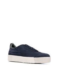 dunkelblaue Wildleder niedrige Sneakers von Giorgio Armani