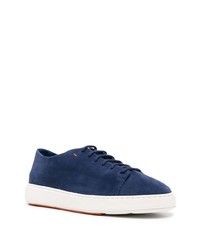 dunkelblaue Wildleder niedrige Sneakers von Santoni