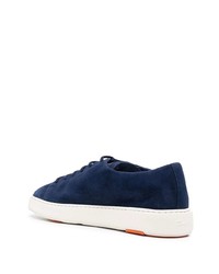 dunkelblaue Wildleder niedrige Sneakers von Santoni