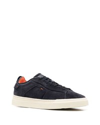 dunkelblaue Wildleder niedrige Sneakers von Santoni