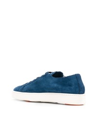 dunkelblaue Wildleder niedrige Sneakers von Santoni