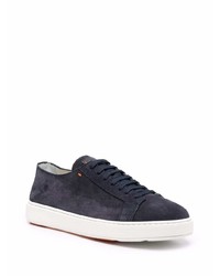 dunkelblaue Wildleder niedrige Sneakers von Santoni