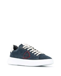 dunkelblaue Wildleder niedrige Sneakers von Philippe Model Paris