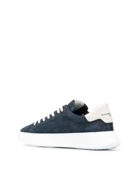 dunkelblaue Wildleder niedrige Sneakers von Philippe Model Paris