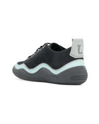 dunkelblaue Wildleder niedrige Sneakers von Lanvin