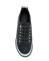 dunkelblaue Wildleder niedrige Sneakers von Lanvin