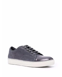 dunkelblaue Wildleder niedrige Sneakers von Lanvin