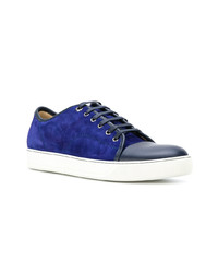 dunkelblaue Wildleder niedrige Sneakers von Lanvin