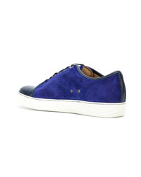 dunkelblaue Wildleder niedrige Sneakers von Lanvin