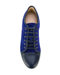 dunkelblaue Wildleder niedrige Sneakers von Lanvin