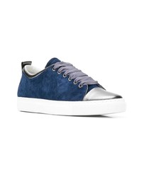 dunkelblaue Wildleder niedrige Sneakers von Lanvin