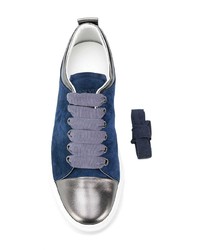 dunkelblaue Wildleder niedrige Sneakers von Lanvin
