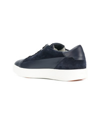 dunkelblaue Wildleder niedrige Sneakers von Santoni