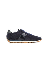 dunkelblaue Wildleder niedrige Sneakers von Tom Ford