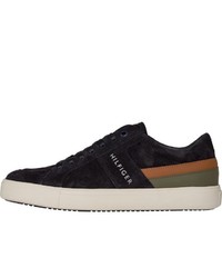 dunkelblaue Wildleder niedrige Sneakers von Tommy Hilfiger