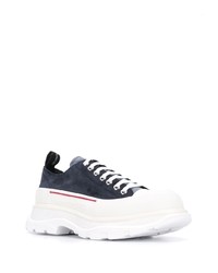 dunkelblaue Wildleder niedrige Sneakers von Alexander McQueen