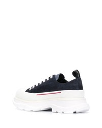 dunkelblaue Wildleder niedrige Sneakers von Alexander McQueen