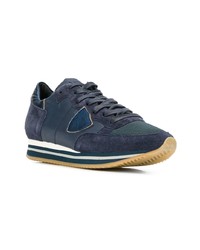 dunkelblaue Wildleder niedrige Sneakers von Philippe Model