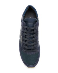 dunkelblaue Wildleder niedrige Sneakers von Philippe Model