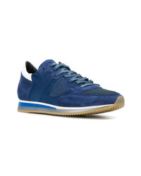 dunkelblaue Wildleder niedrige Sneakers von Philippe Model