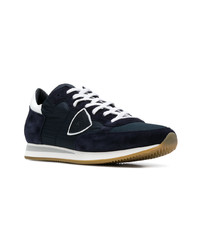 dunkelblaue Wildleder niedrige Sneakers von Philippe Model