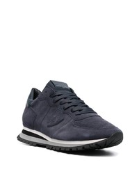 dunkelblaue Wildleder niedrige Sneakers von Philippe Model Paris