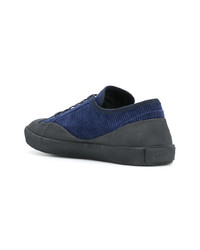 dunkelblaue Wildleder niedrige Sneakers von Lanvin