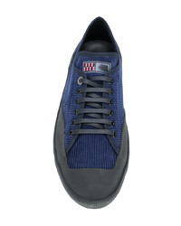 dunkelblaue Wildleder niedrige Sneakers von Lanvin