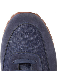 dunkelblaue Wildleder niedrige Sneakers von Loro Piana